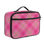 Pink And Green Plaid Pattern Print Portable Lunch Bag