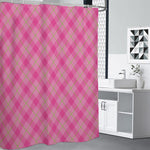 Pink And Green Plaid Pattern Print Premium Shower Curtain