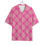 Pink And Green Plaid Pattern Print Rayon Hawaiian Shirt