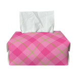 Pink And Green Plaid Pattern Print Rectangle Tissue Box Cover