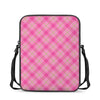 Pink And Green Plaid Pattern Print Rectangular Crossbody Bag