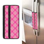 Pink And Green Plaid Pattern Print Refrigerator Handle Covers