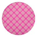 Pink And Green Plaid Pattern Print Round Blanket