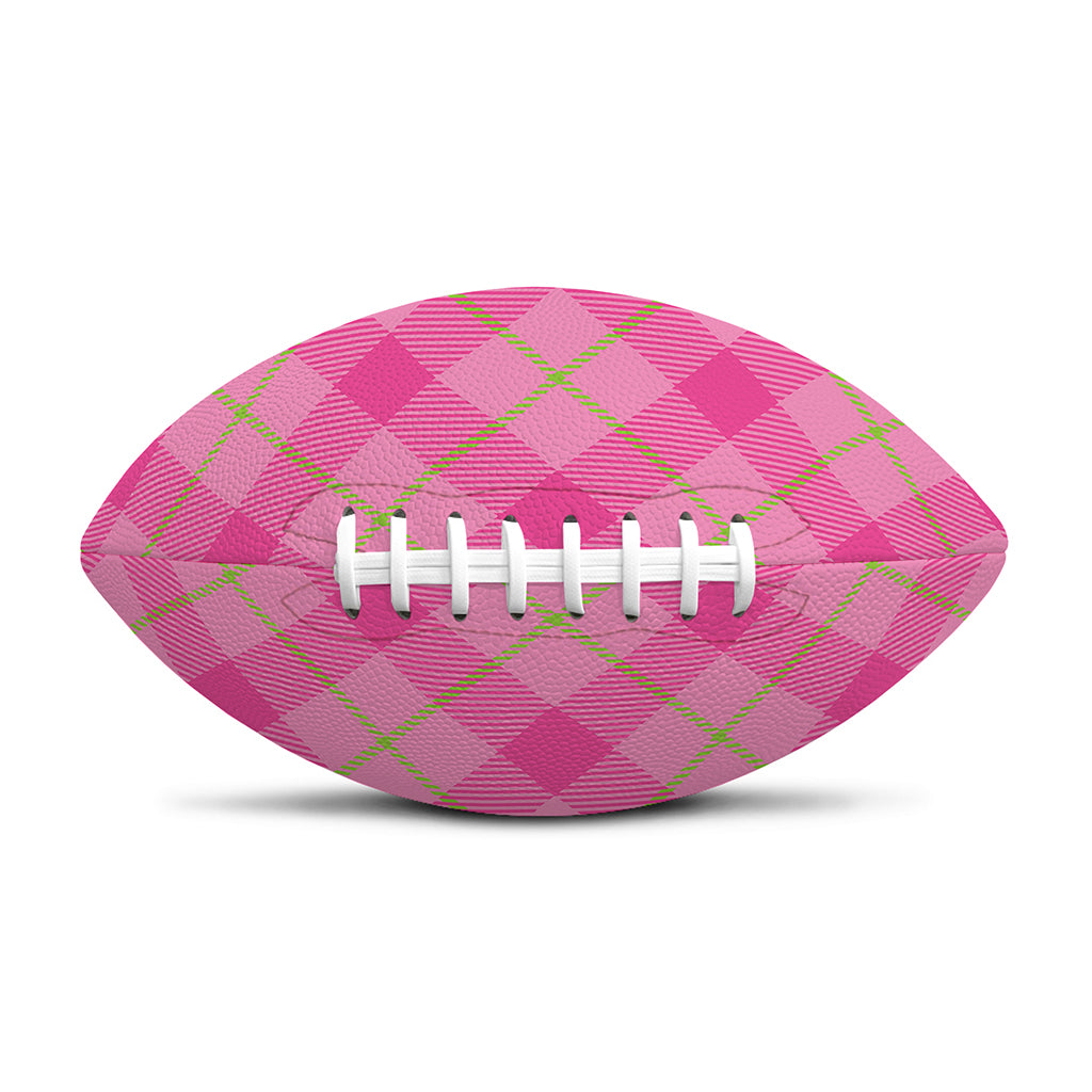 Pink And Green Plaid Pattern Print Rugby Ball