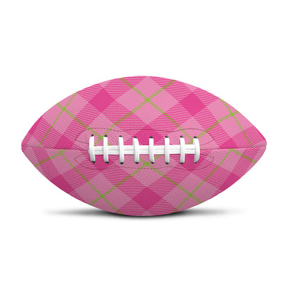 Pink And Green Plaid Pattern Print Rugby Ball