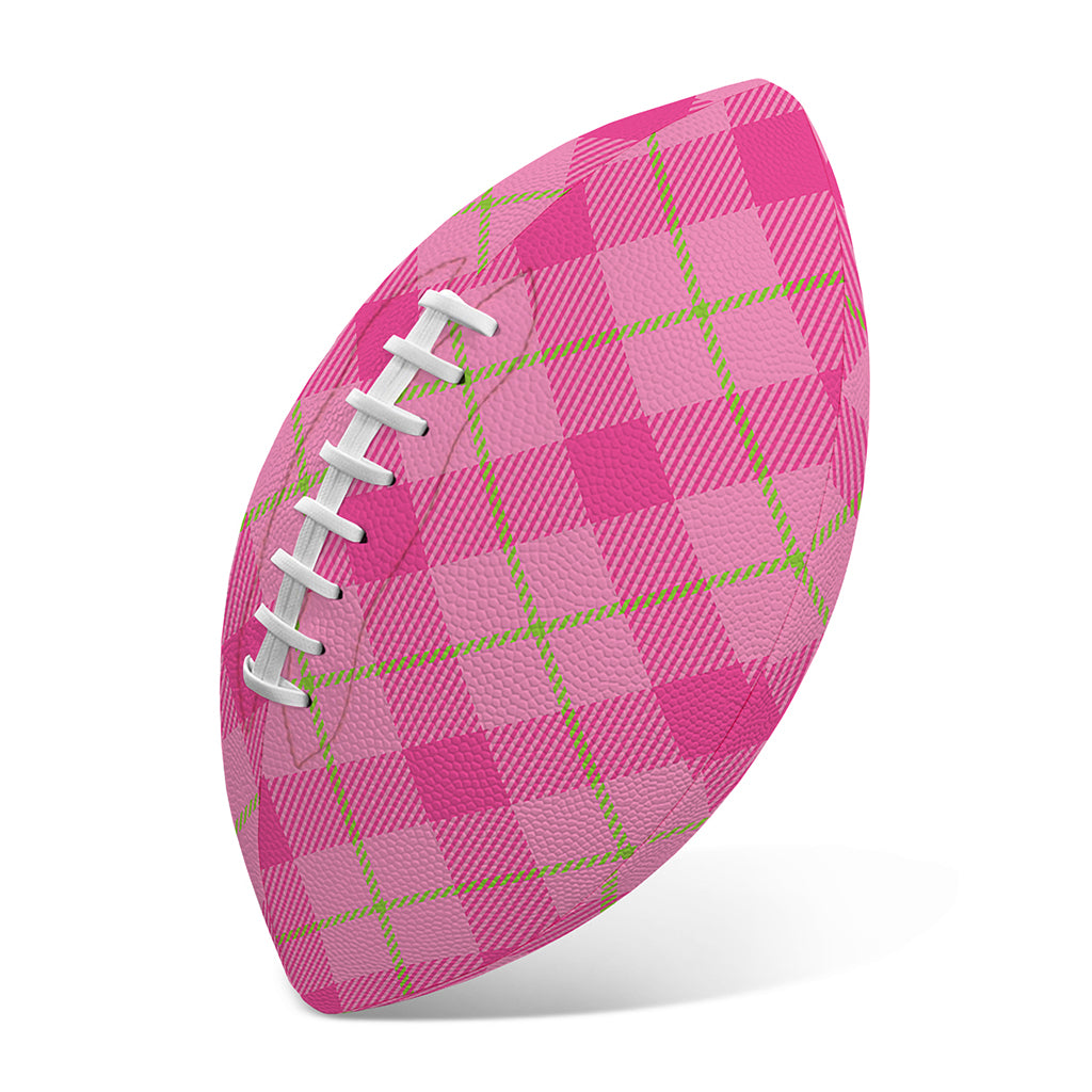 Pink And Green Plaid Pattern Print Rugby Ball