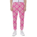Pink And Green Plaid Pattern Print Joggers