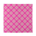 Pink And Green Plaid Pattern Print Silk Bandana