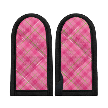 Pink And Green Plaid Pattern Print Skillet Handle Cover
