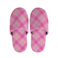 Pink And Green Plaid Pattern Print Slippers