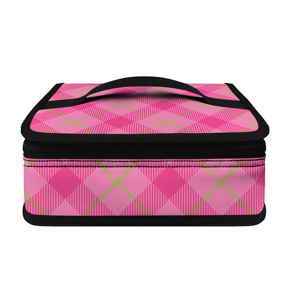 Pink And Green Plaid Pattern Print Small Lunch Bag