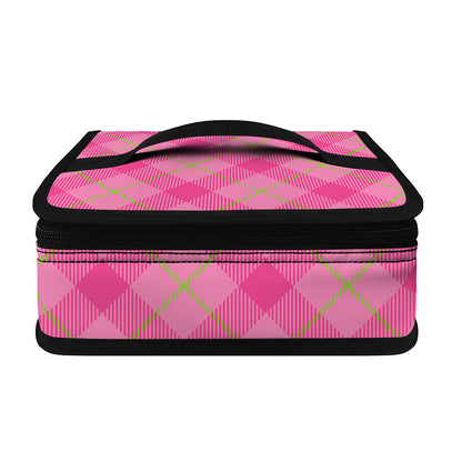 Pink And Green Plaid Pattern Print Small Lunch Bag