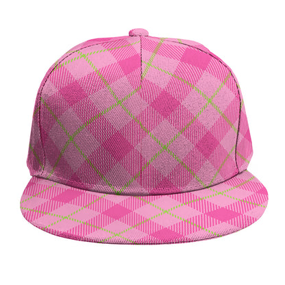 Pink And Green Plaid Pattern Print Snapback Cap