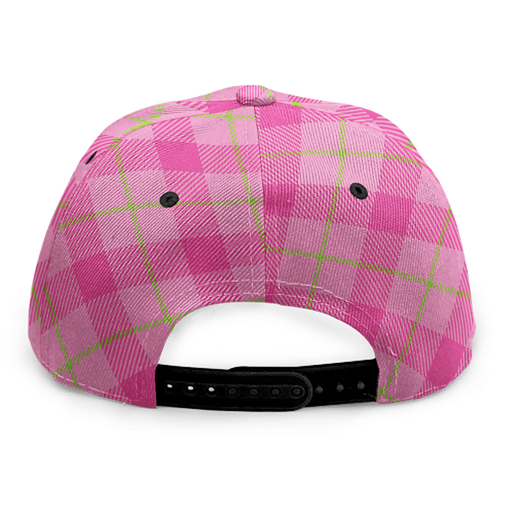 Pink And Green Plaid Pattern Print Snapback Cap