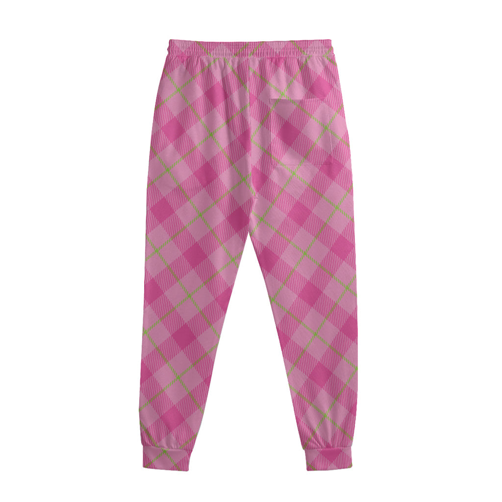 Pink And Green Plaid Pattern Print Sweatpants