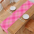 Pink And Green Plaid Pattern Print Table Runner