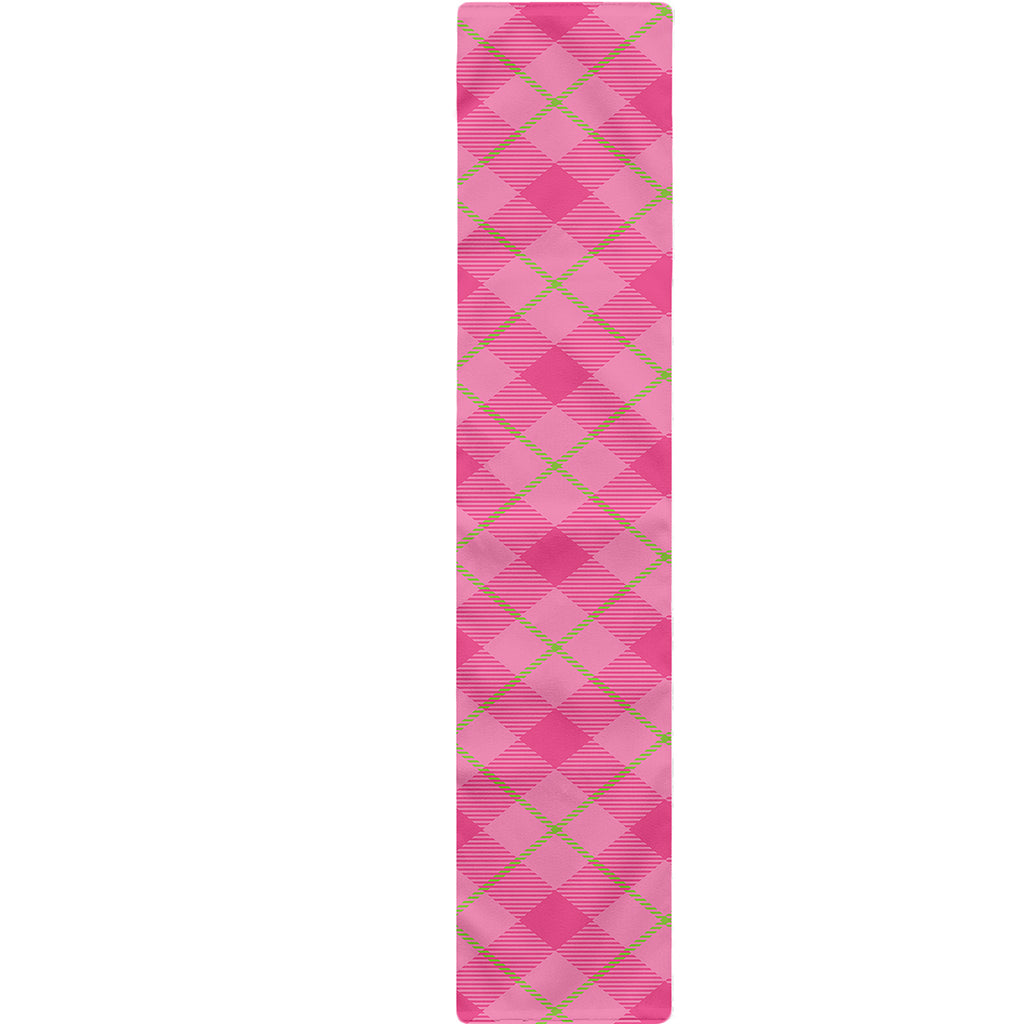 Pink And Green Plaid Pattern Print Table Runner