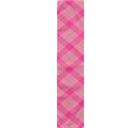 Pink And Green Plaid Pattern Print Table Runner