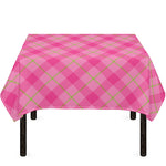 Pink And Green Plaid Pattern Print Tablecloth