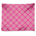 Pink And Green Plaid Pattern Print Tapestry