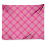 Pink And Green Plaid Pattern Print Tapestry