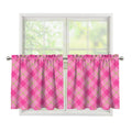 Pink And Green Plaid Pattern Print Tier Curtains