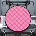 Pink And Green Plaid Pattern Print Tire Cover