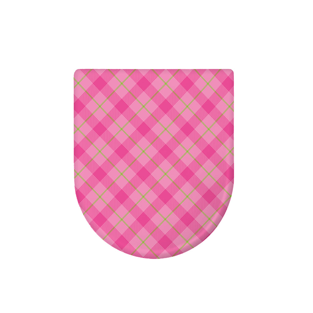 Pink And Green Plaid Pattern Print Toilet Lid Cover