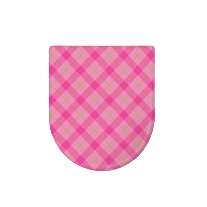 Pink And Green Plaid Pattern Print Toilet Lid Cover