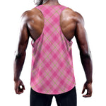 Pink And Green Plaid Pattern Print Training Tank Top