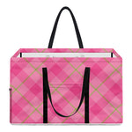 Pink And Green Plaid Pattern Print Utility Tote Bag