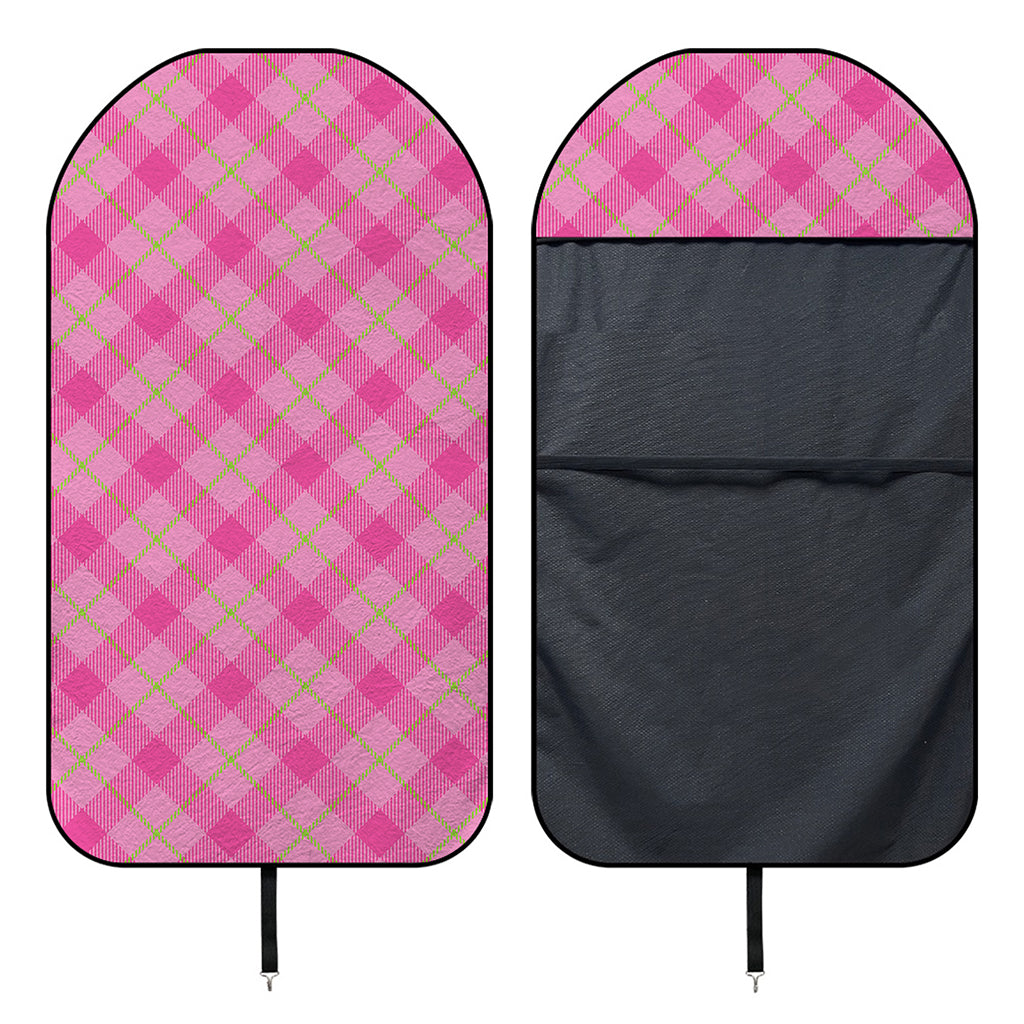 Pink And Green Plaid Pattern Print Waterproof Car Seat Cover