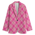 Pink And Green Plaid Pattern Print Women's Blazer
