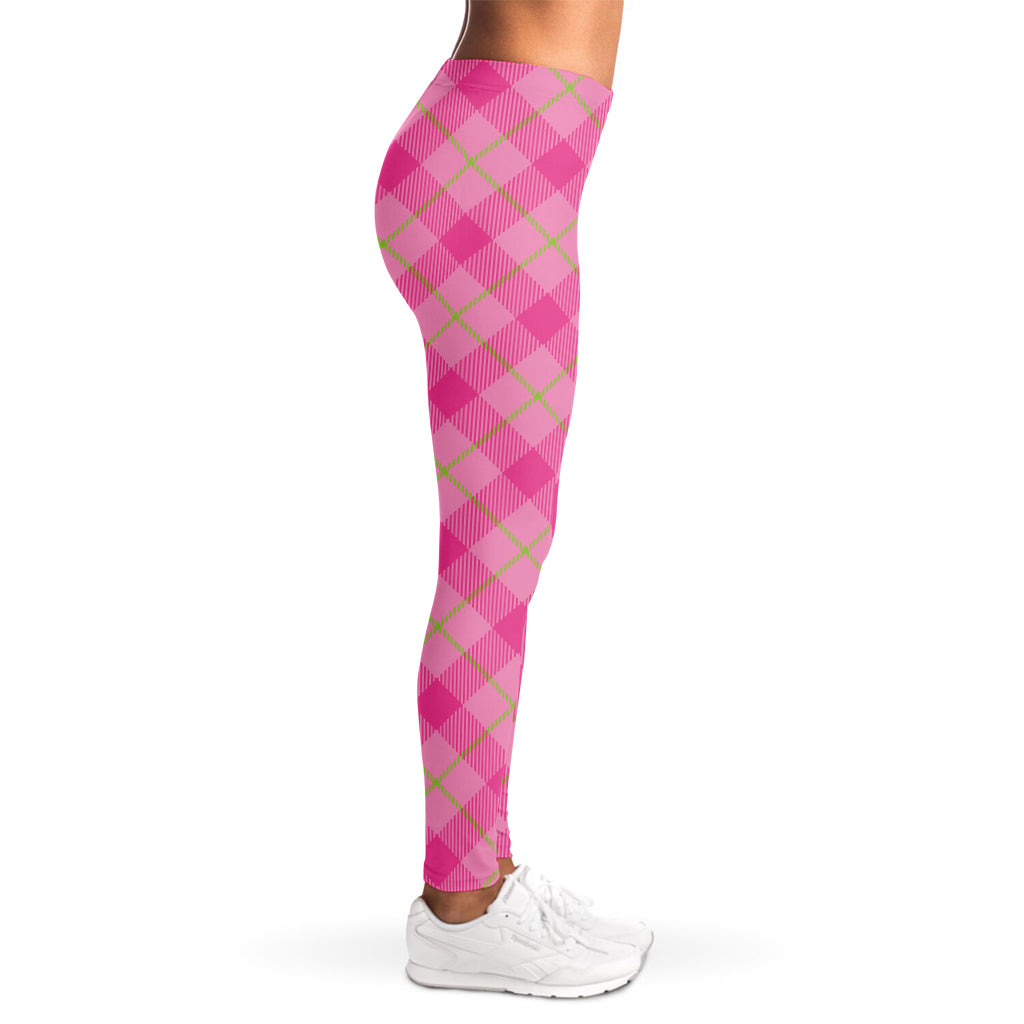 Pink And Green Plaid Pattern Print Women's Leggings