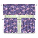 Pink And Purple Japanese Amaryllis Print 3 Piece Kitchen Curtains