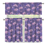 Pink And Purple Japanese Amaryllis Print 3 Piece Kitchen Curtains
