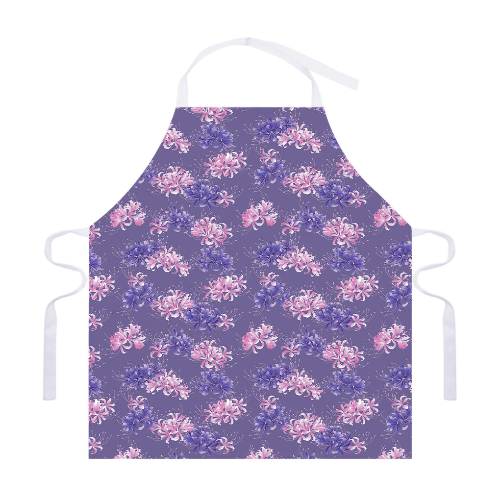 Pink And Purple Japanese Amaryllis Print Adjustable Apron