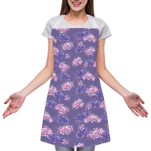 Pink And Purple Japanese Amaryllis Print Adjustable Apron