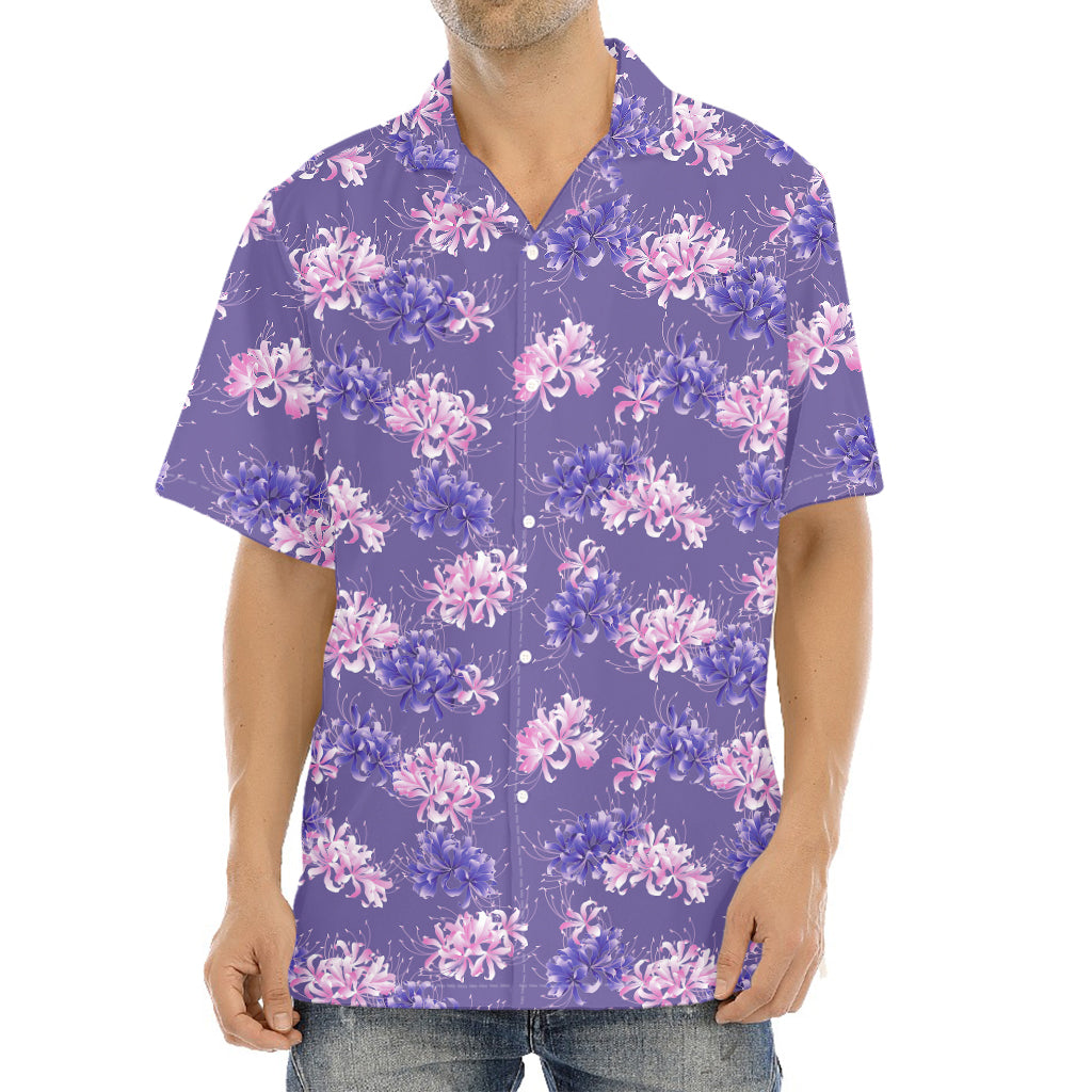 Pink And Purple Japanese Amaryllis Print Aloha Shirt