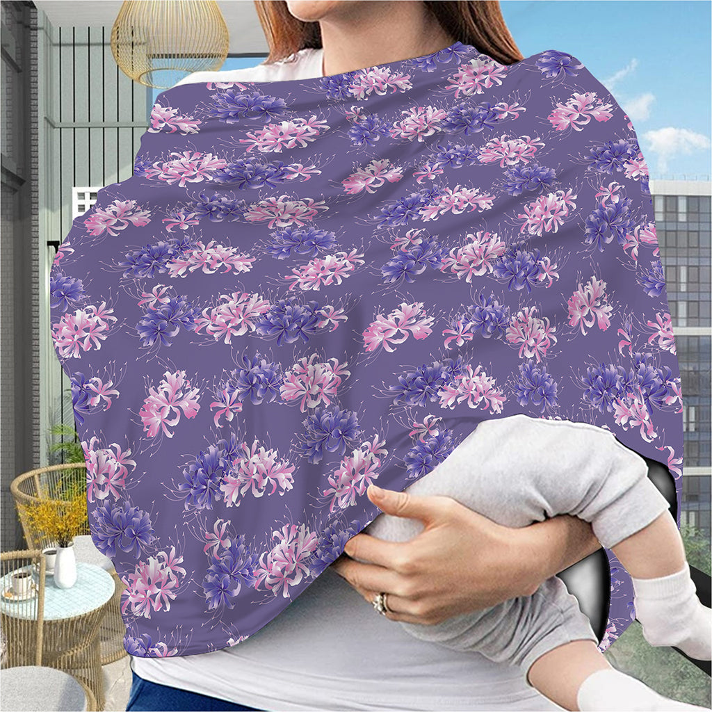 Pink And Purple Japanese Amaryllis Print Baby Seat Cover
