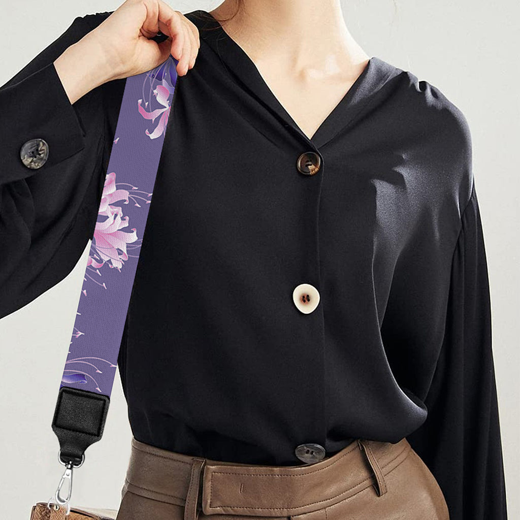 Pink And Purple Japanese Amaryllis Print Bag Strap