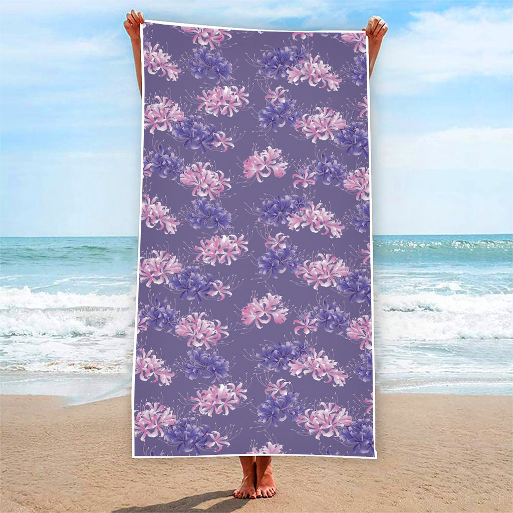 Pink And Purple Japanese Amaryllis Print Beach Towel