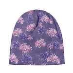 Pink And Purple Japanese Amaryllis Print Beanie
