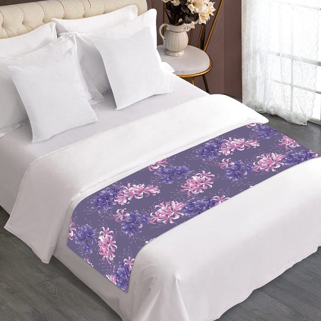 Pink And Purple Japanese Amaryllis Print Bed Runner