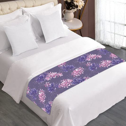 Pink And Purple Japanese Amaryllis Print Bed Runner