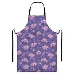 Pink And Purple Japanese Amaryllis Print Bib Apron With Pocket