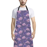 Pink And Purple Japanese Amaryllis Print Bib Apron With Pocket