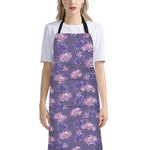 Pink And Purple Japanese Amaryllis Print Bib Apron With Pocket