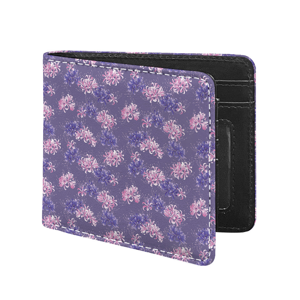 Pink And Purple Japanese Amaryllis Print Bifold Wallet