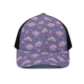 Pink And Purple Japanese Amaryllis Print Black Mesh Trucker Hat